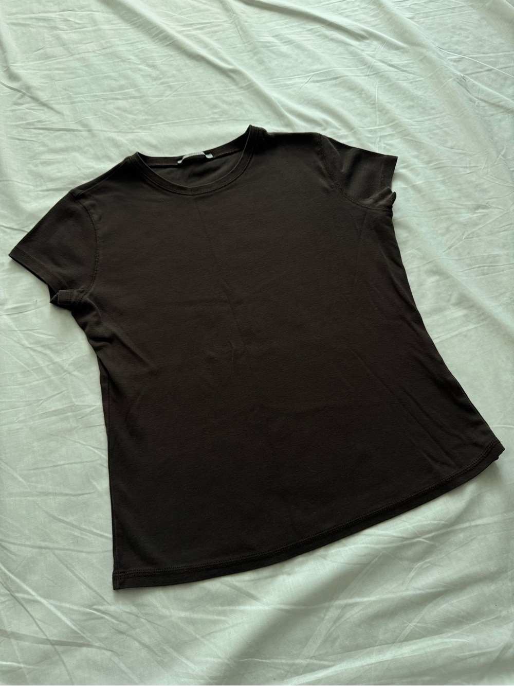 Marks & Spencer Brown 100% Cotton Baby Tee UK 14 Minimalist Y2K Basic Top